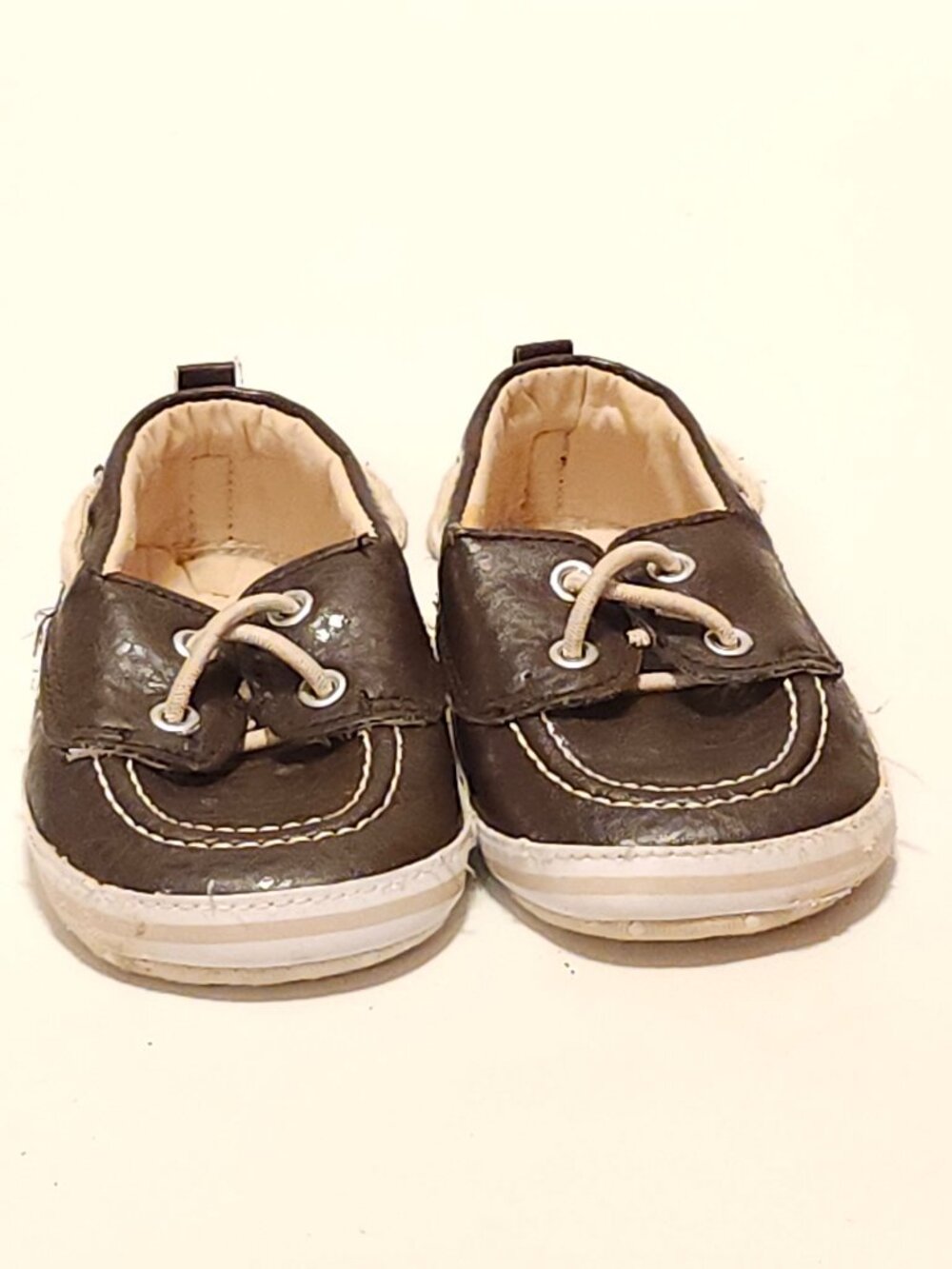 ADORABLE BABY PRAM Shoes Baby Boy Size 12-18 Months Brown Sneakers Soft Bottom